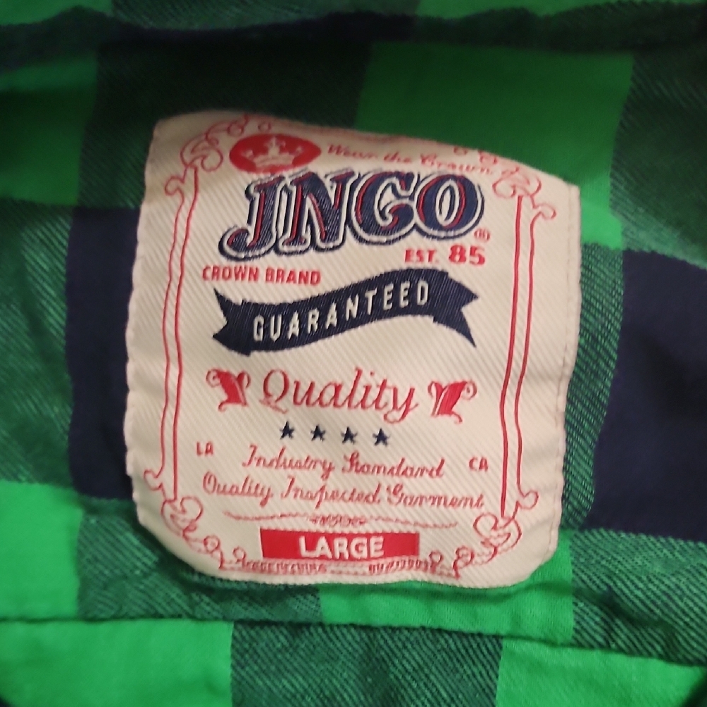 JNCO Green and Black Checkered Casual Button down Shirt - Picture 4 of 8